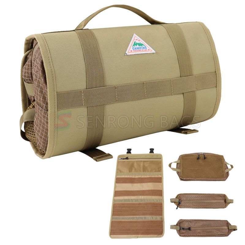 Manufacturer Tool Roll Bag with 6 Pockets Custom Canvas Wrench Tool Bag Car Seat Storage Bag with Zip Pockets SC25-010K