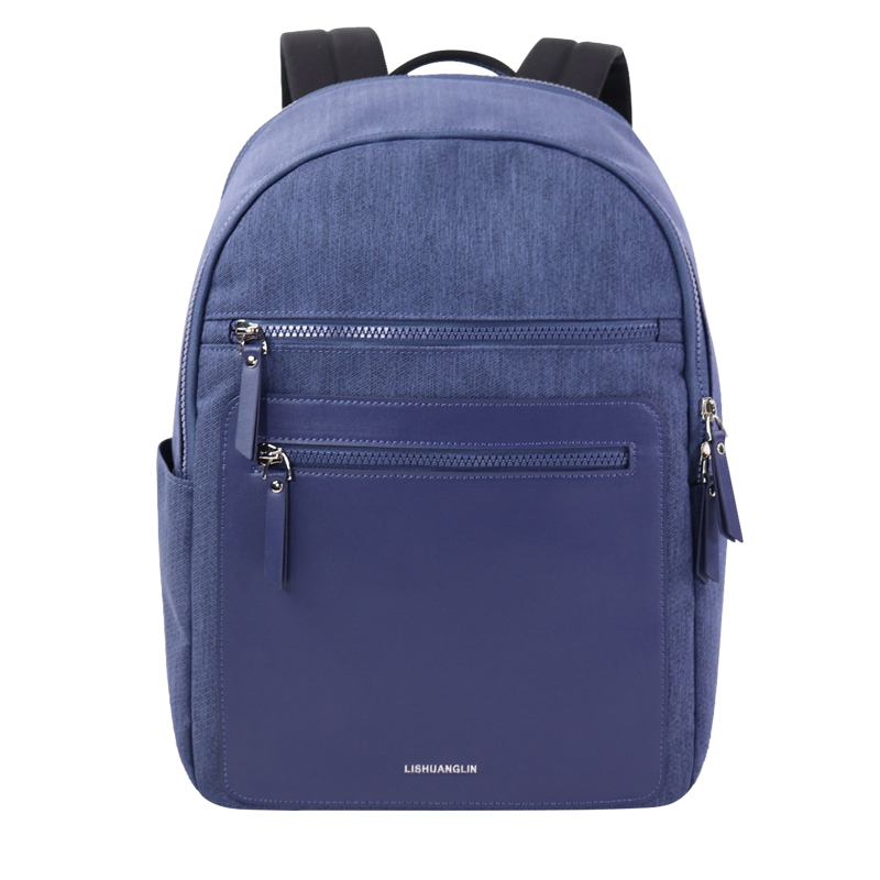 Custom OEM Blue Commuter Laptop Backpack with Dual Front Zipper Pockets SLB26-015