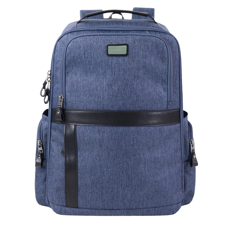 Custom OEM Blue Business Laptop Backpack with Contrast Trim and Side Pockets SLB26-021