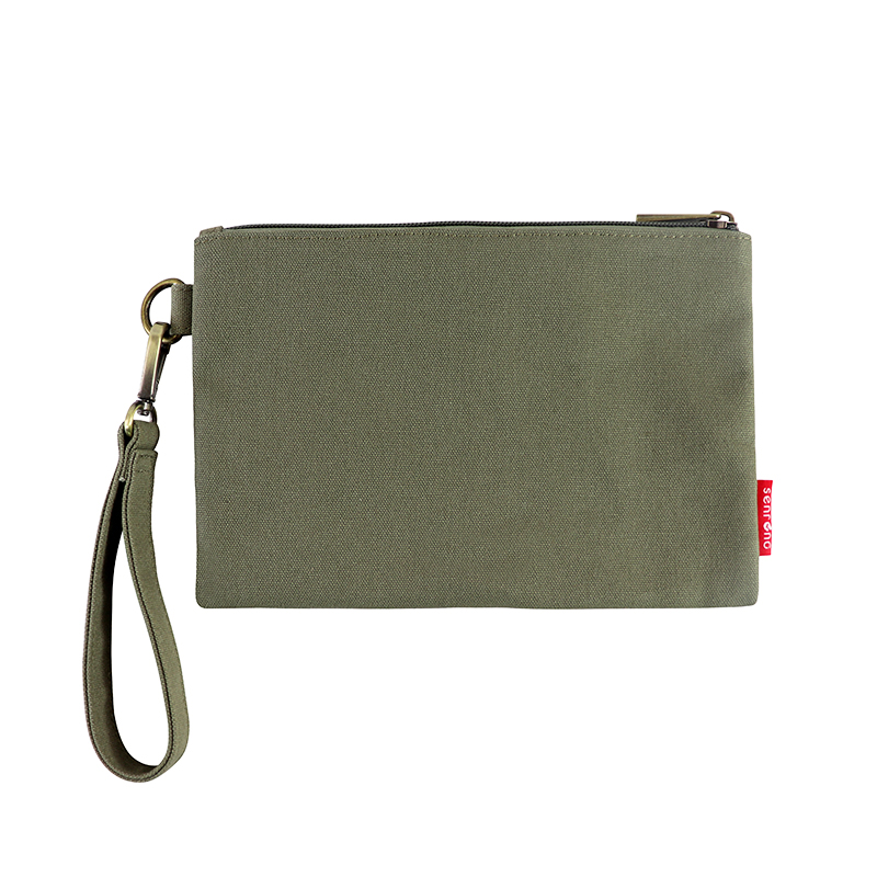 Custom OEM Canvas Wristlet Pouch with Zipper Closure and Adjustable Strap SRD19-013 product view 3
