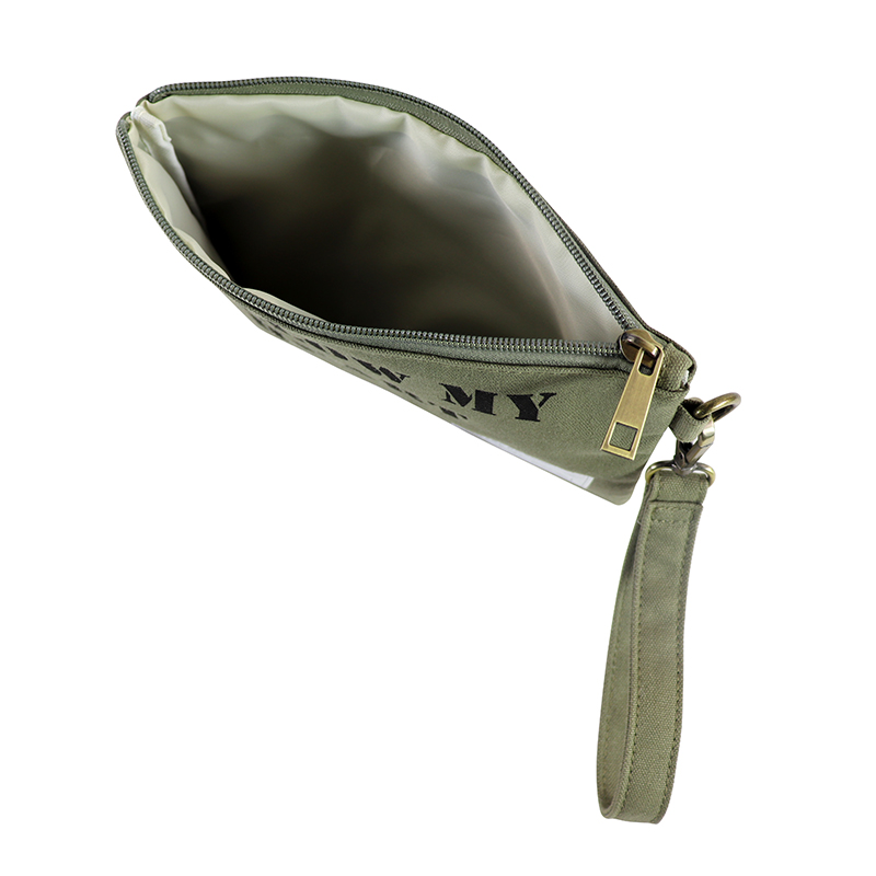 Custom OEM Canvas Wristlet Pouch with Zipper Closure and Adjustable Strap SRD19-013 product view 4