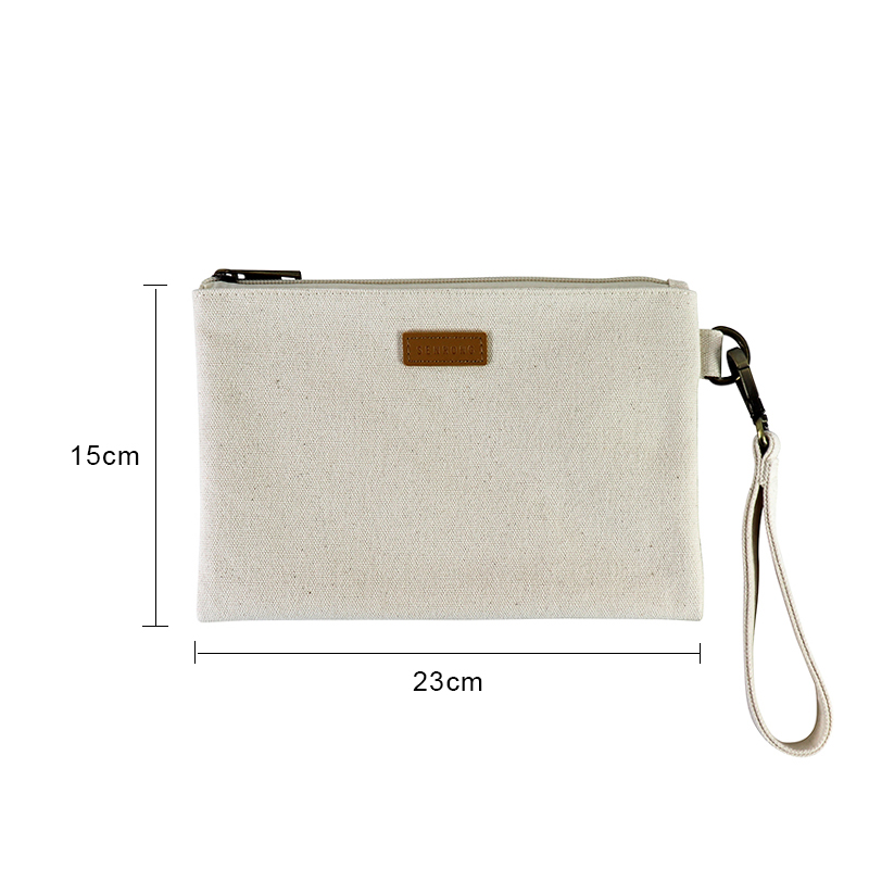 Custom OEM Canvas Wristlet Pouch with Zipper Closure and Adjustable Strap SRD19-013 product view 6