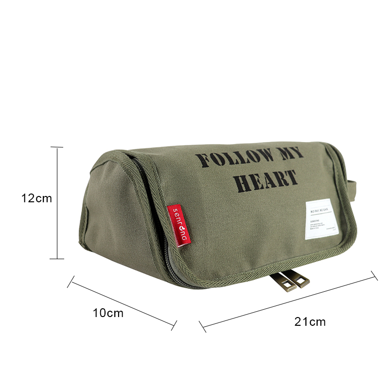 Custom OEM Canvas Toiletry Organizer Pouch with Dual-Zip Compartments SRD19-015 product view 2