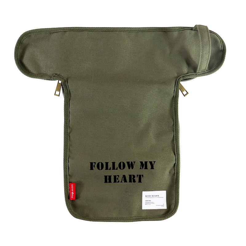 Custom OEM Canvas Toiletry Organizer Pouch with Dual-Zip Compartments SRD19-015 product view 4