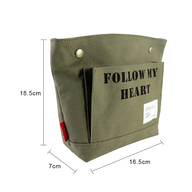 Custom OEM Canvas Storage Tote with Snap Top and Front Pocket SRD19-019 product view 2