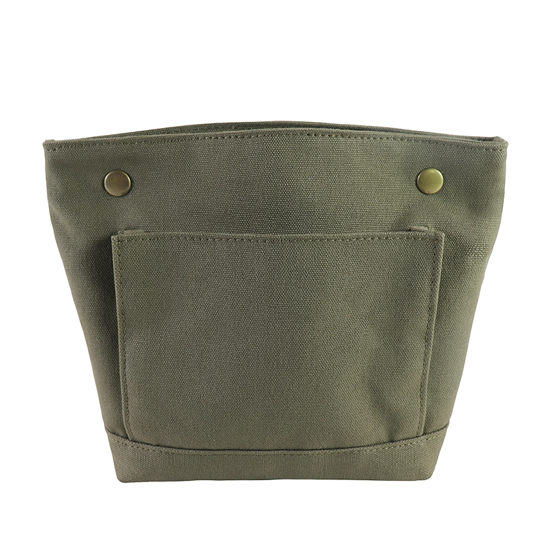 Custom OEM Canvas Storage Tote with Snap Top and Front Pocket SRD19-019 product view 3