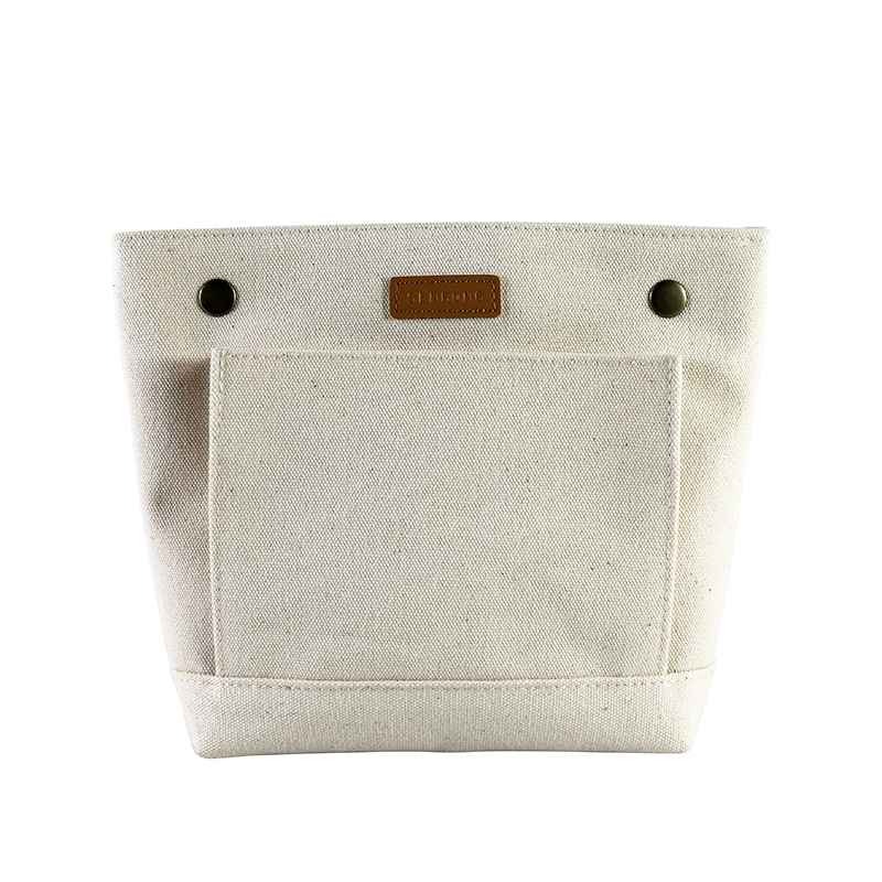 Custom OEM Canvas Storage Tote with Snap Top and Front Pocket SRD19-019 product view 5