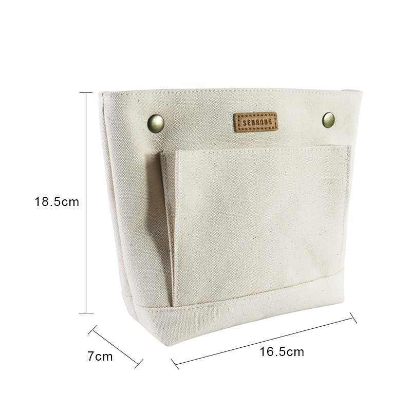 Custom OEM Canvas Storage Tote with Snap Top and Front Pocket SRD19-019 product view 6