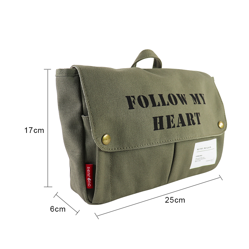 Custom OEM Canvas Messenger Bag with Flap Closure and Organizer Pockets SRD19-020 product view 2