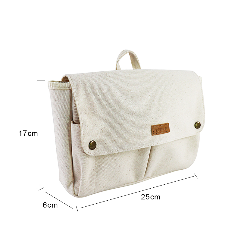 Custom OEM Canvas Messenger Bag with Flap Closure and Organizer Pockets SRD19-020 product view 6