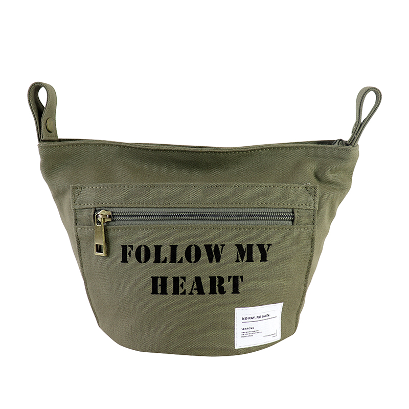 Custom OEM Canvas Hanging Organizer Pouch with Front Zipper Pocket SRD19-021