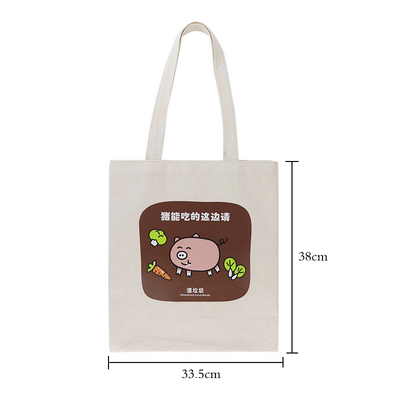 Custom OEM Printed Canvas Grocery Tote Bag with Long Handles and Graphic Panel SRF19-001 product view 2