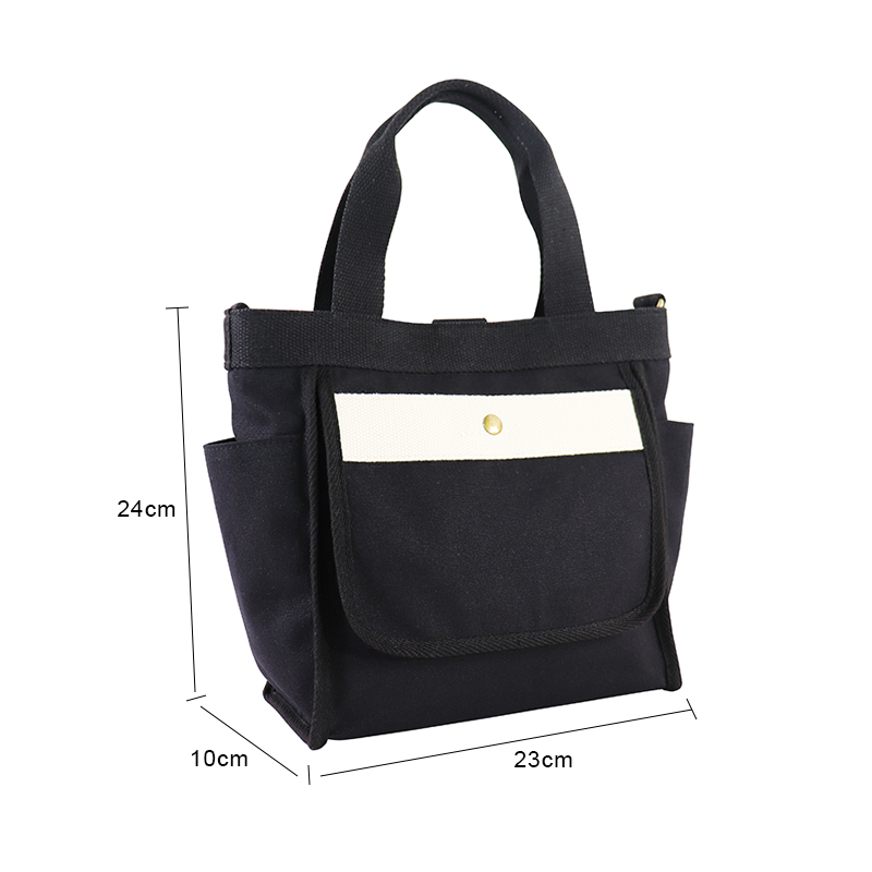 Custom OEM Black Canvas Utility Tote with Front Pocket and Side Compartments SRF19-004 product view 2