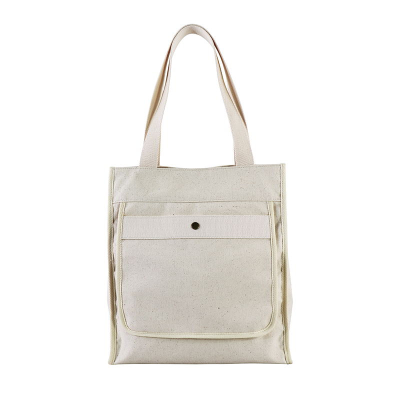 Custom OEM White Canvas Snap-Top Tote Bag with Short Handles SRF19-008 product view 5