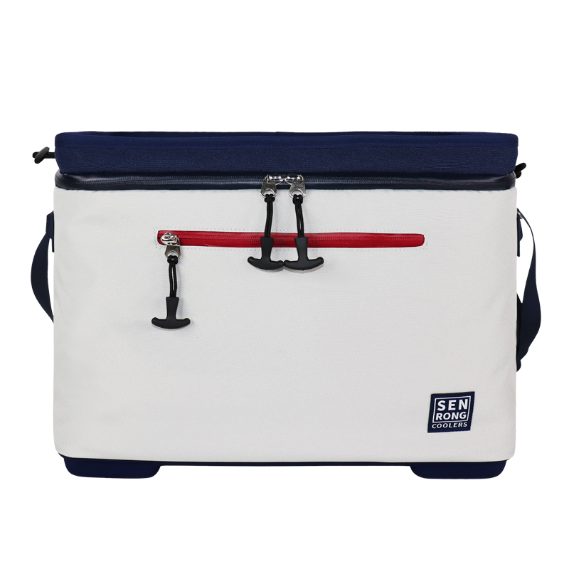 Custom White and Navy EVA Hard-Top Insulated Cooler Bag product detail view 2
