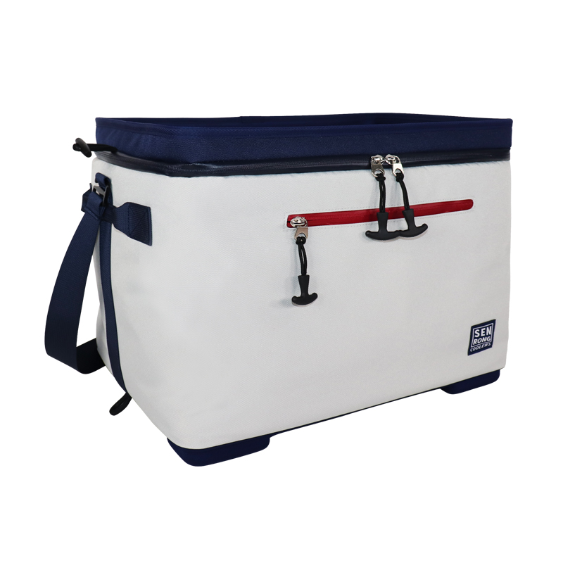 Custom White and Navy EVA Hard-Top Insulated Cooler Bag product detail view 3