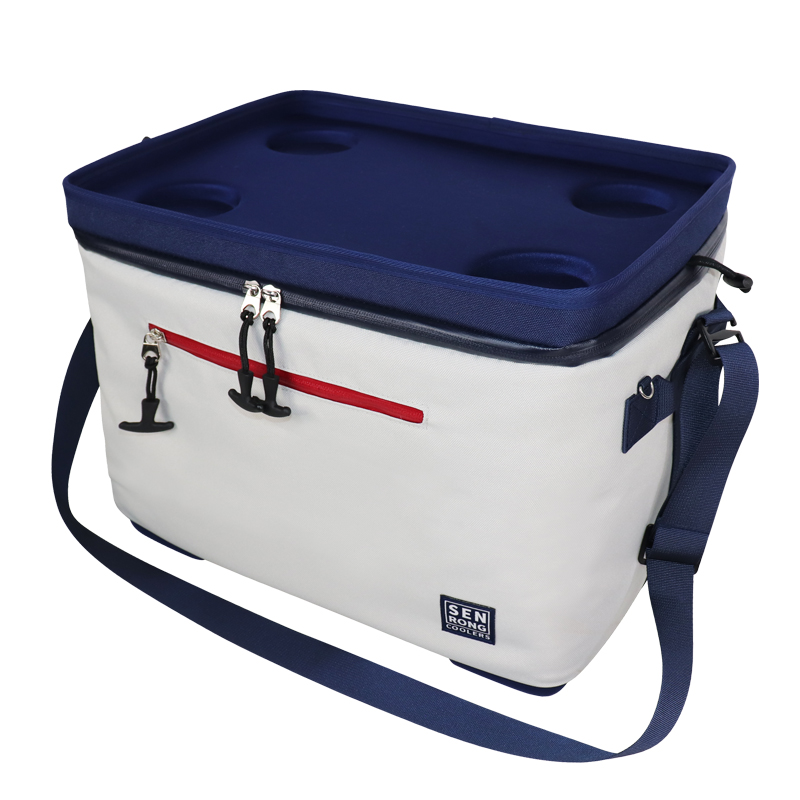 Custom White and Navy EVA Hard-Top Insulated Cooler Bag product detail view 5