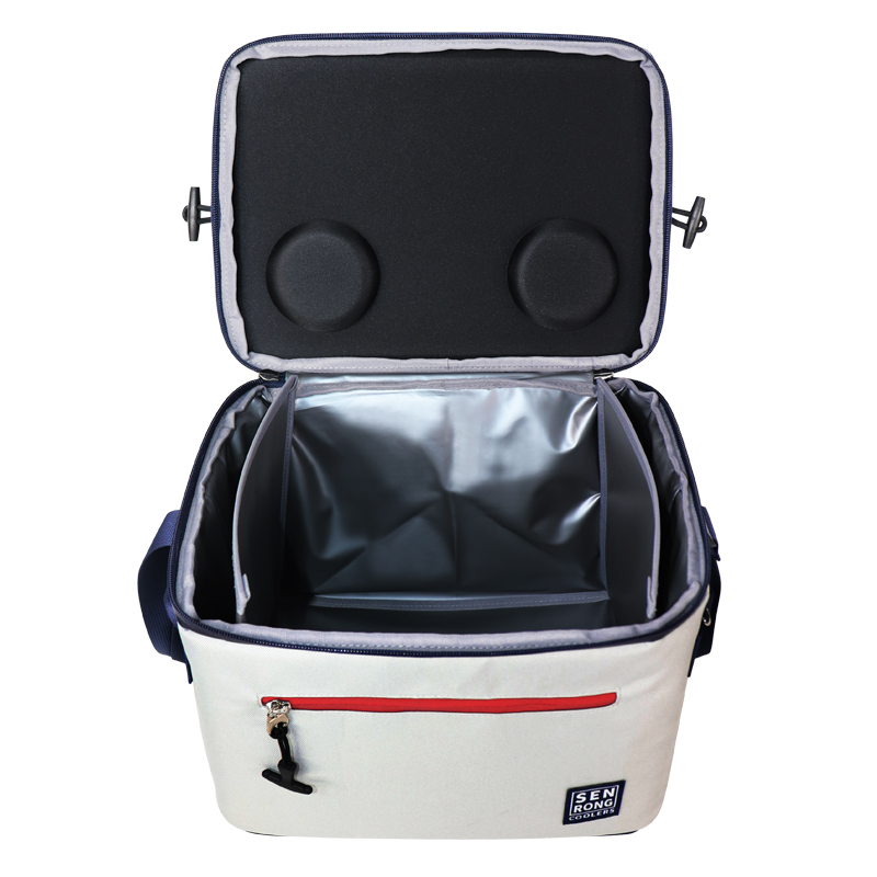 Custom White and Navy EVA Hard-Top Shoulder Cooler Bag product detail view 2