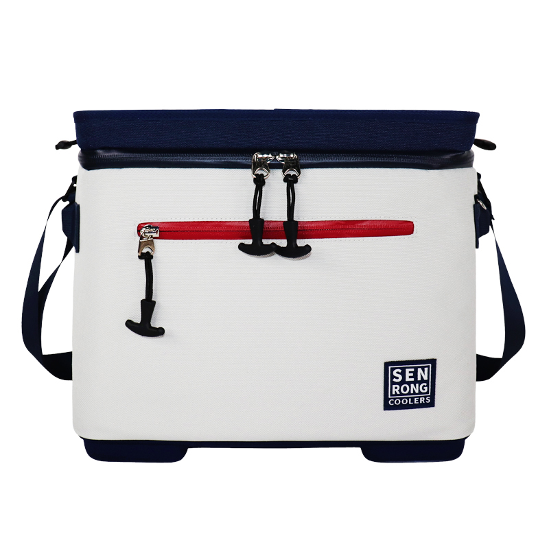 Custom White and Navy EVA Hard-Top Shoulder Cooler Bag product detail view 4