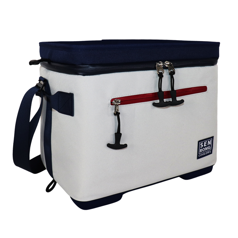Custom White and Navy EVA Hard-Top Shoulder Cooler Bag product detail view 5