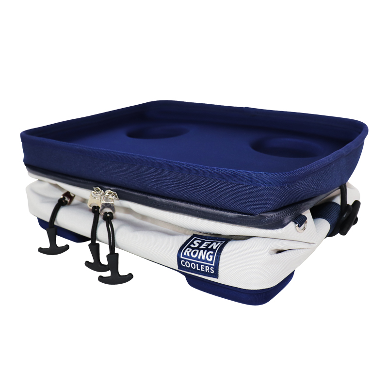 Custom White and Navy Compact EVA Hard-Top Lunch Cooler Bag SC23-022G
