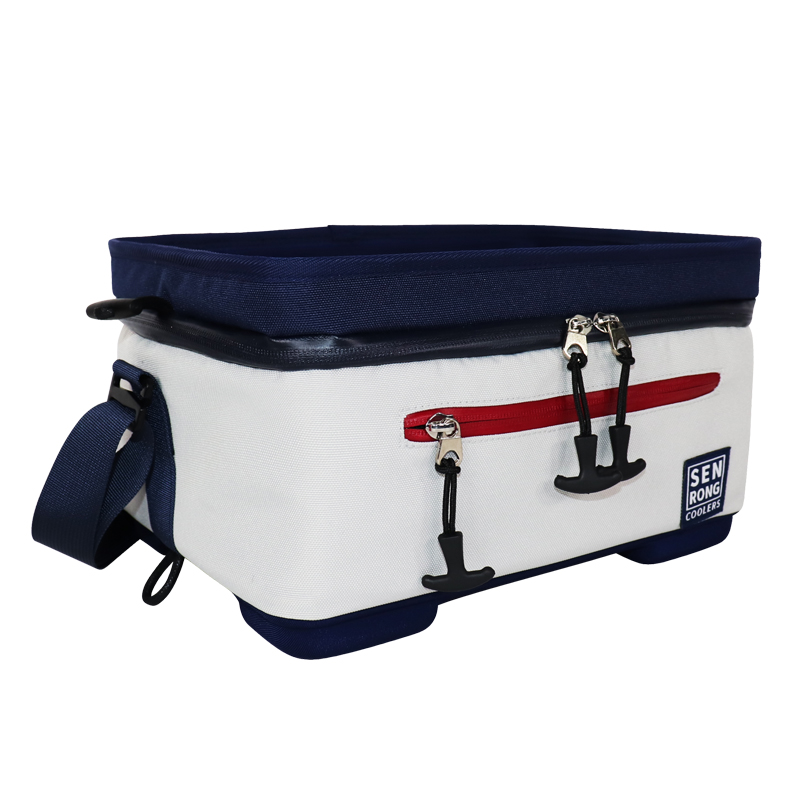 Custom White and Navy Compact EVA Hard-Top Lunch Cooler Bag product detail view 3