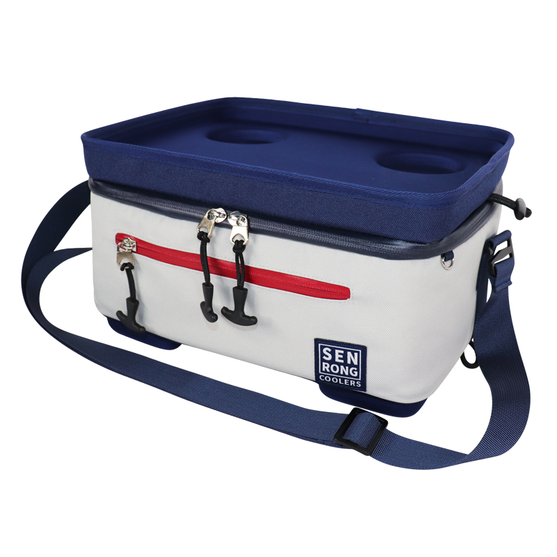 Custom White and Navy Compact EVA Hard-Top Lunch Cooler Bag product detail view 5