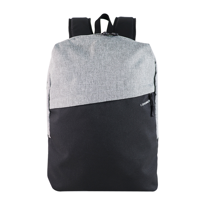 Custom OEM Grey and Black Color-Block Laptop Backpack SLB20-001