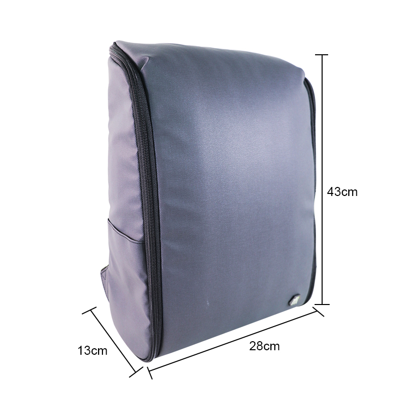 Custom OEM Grey Full-Zip Laptop Backpack with Side Compartments product view 3