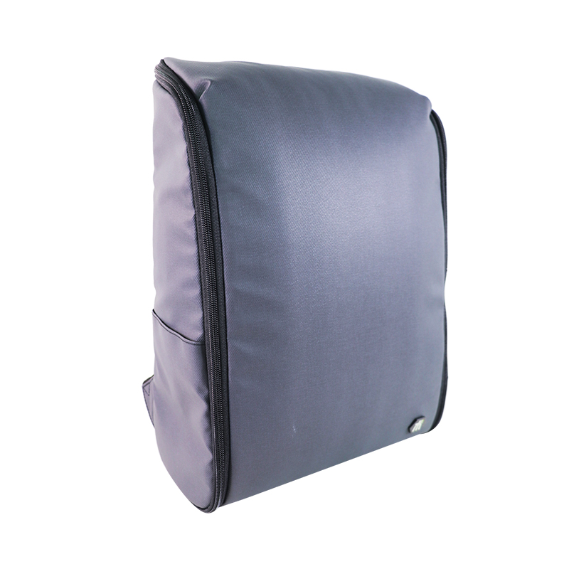 Custom OEM Grey Full-Zip Laptop Backpack with Side Compartments product view 2