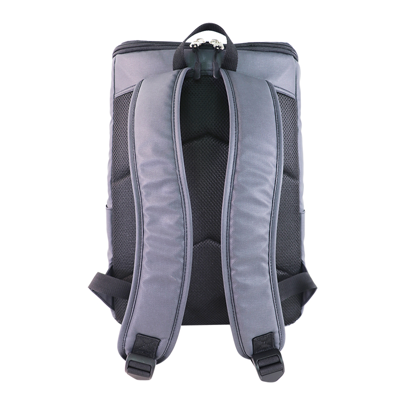 Custom OEM Grey Full-Zip Laptop Backpack with Side Compartments product view 4