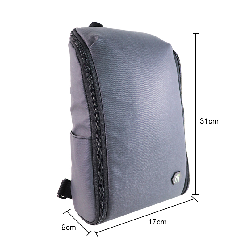 Custom OEM Grey Slim Laptop Backpack with Angled Front Zipper product view 3