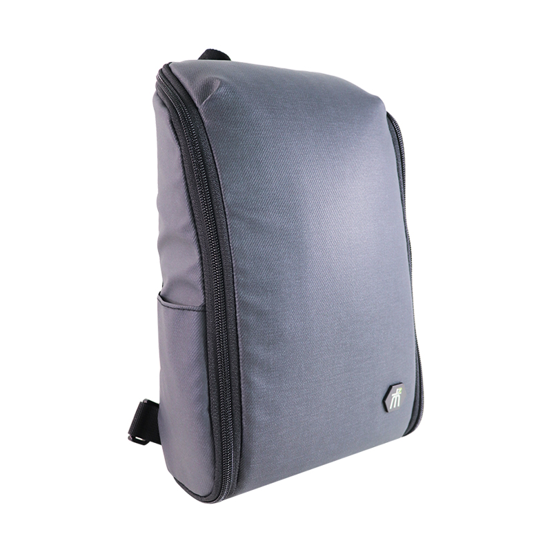 Custom OEM Grey Slim Laptop Backpack with Angled Front Zipper product view 2