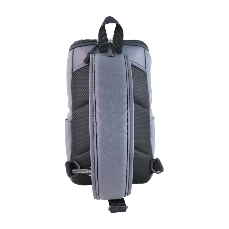 Custom OEM Grey Slim Laptop Backpack with Angled Front Zipper product view 4