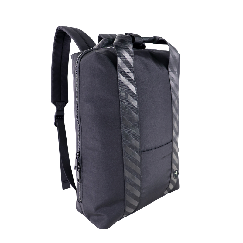 Custom OEM Black Backpack with Reflective Shoulder Straps product view 2