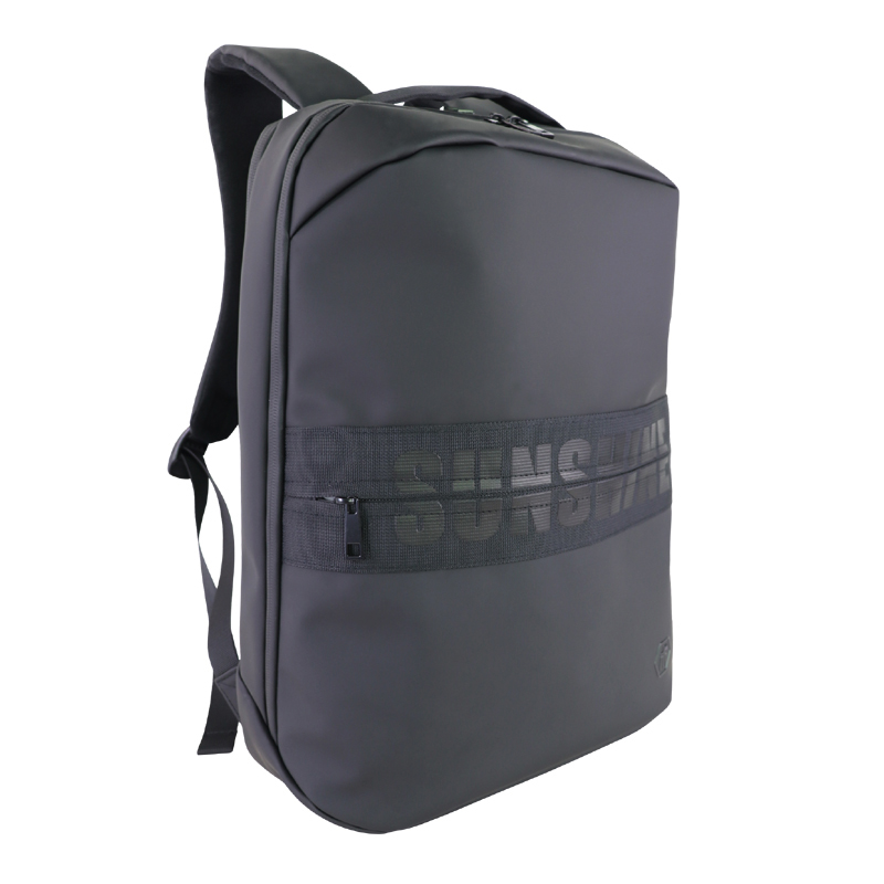 Custom OEM Black Laptop Backpack with Wide Reflective Band product view 2