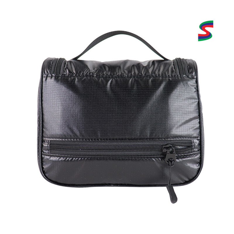 Custom Black Hanging Toiletry Bag with Side Zip Compartments product detail view 4