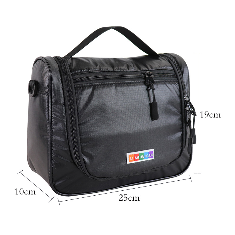 Custom Black Hanging Travel Toiletry Organizer with Front Pocket product detail view 3