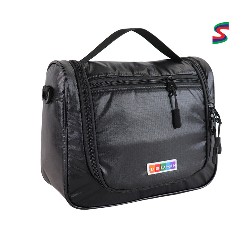 Custom Black Hanging Travel Toiletry Organizer with Front Pocket product detail view 2
