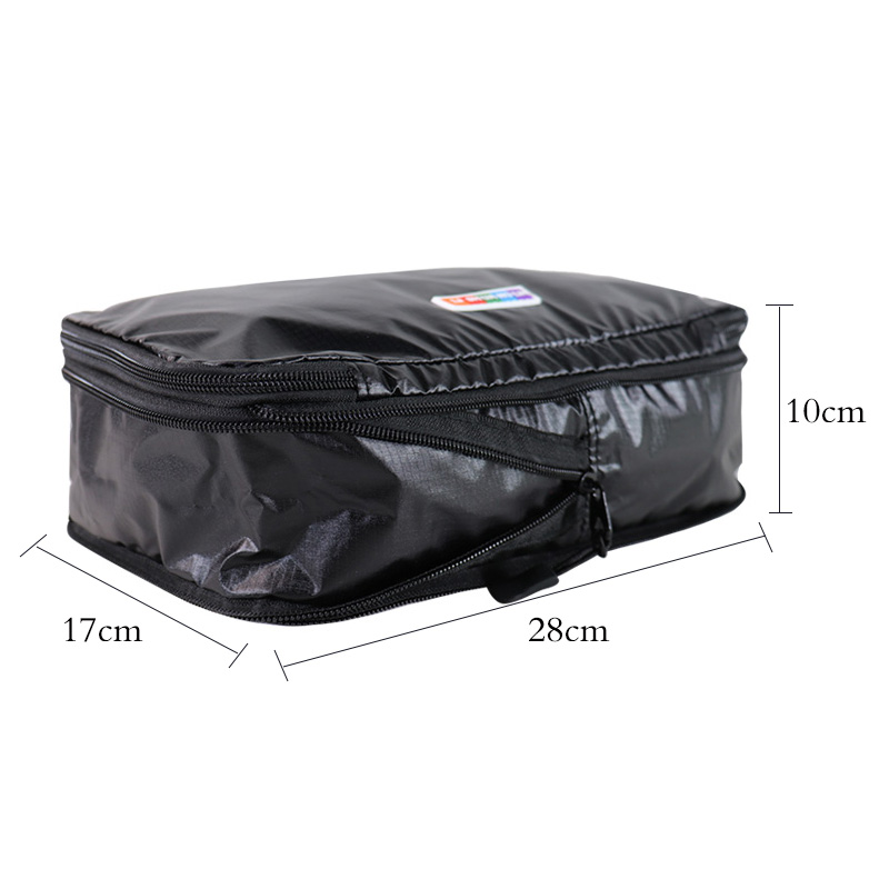 Custom Black Zippered Travel Toiletry Pouch with Flat Profile product detail view 4