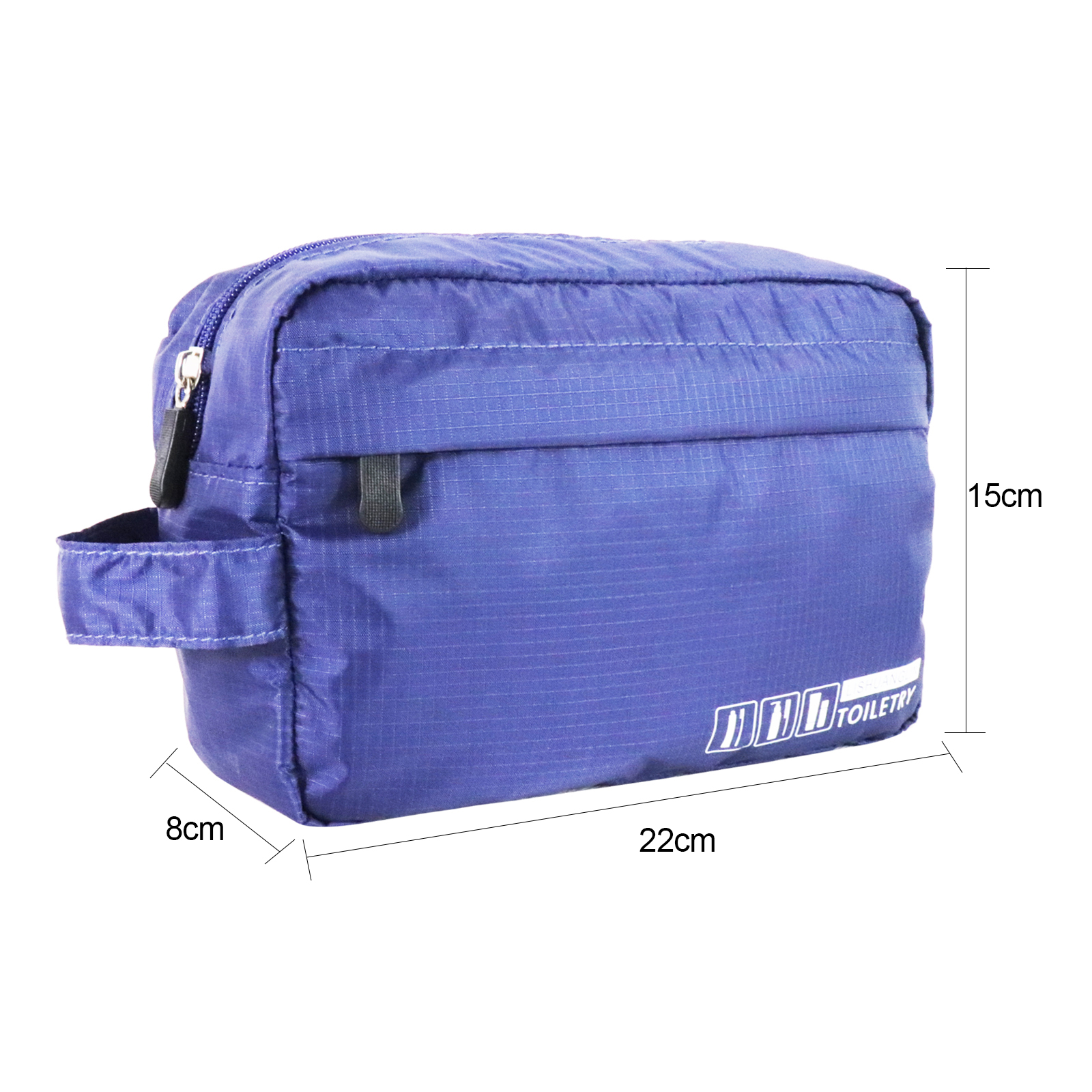 Custom Blue Travel Toiletry Organizer Pouch with Side Loop product detail view 2