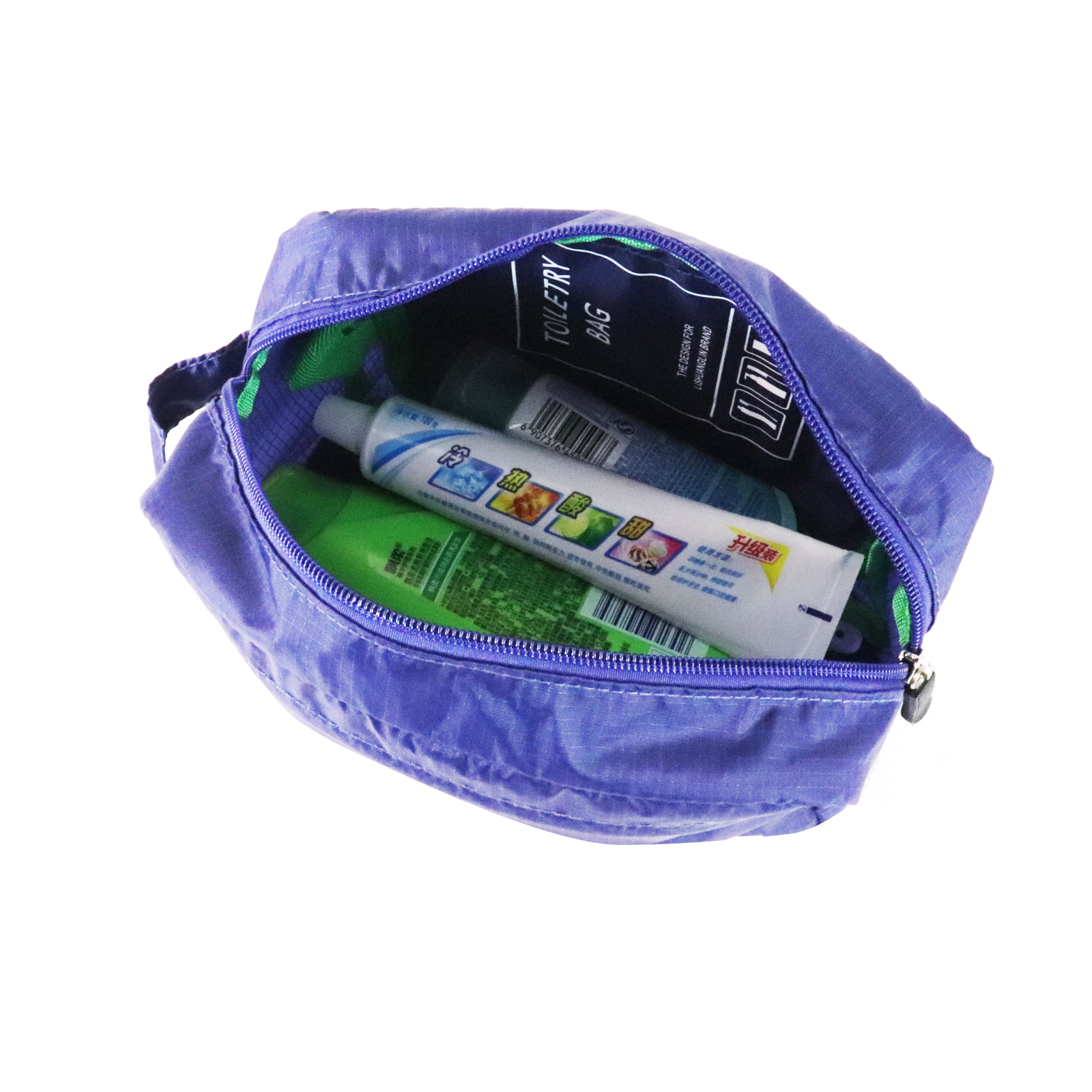 Custom Blue Travel Toiletry Organizer Pouch with Side Loop product detail view 6