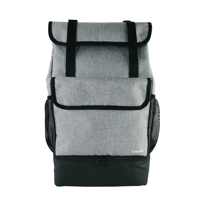 Custom OEM Grey Roll-Top Laptop Backpack with Shoe Compartment SRB19-002 product view 4