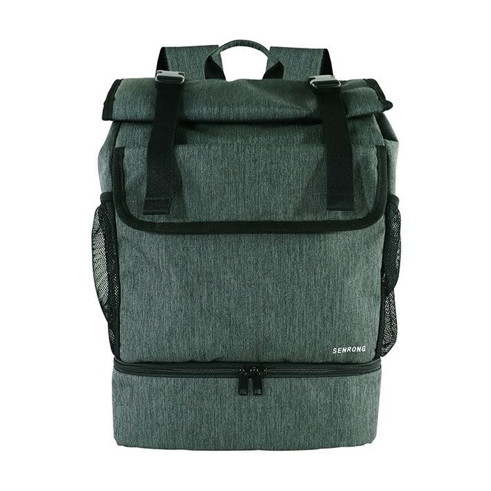 Custom OEM Grey Roll-Top Laptop Backpack with Shoe Compartment SRB19-002 product view 6