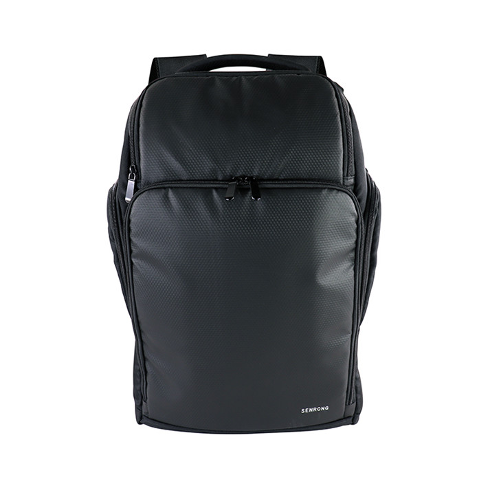 Custom black multi-compartment laptop backpack for business travel