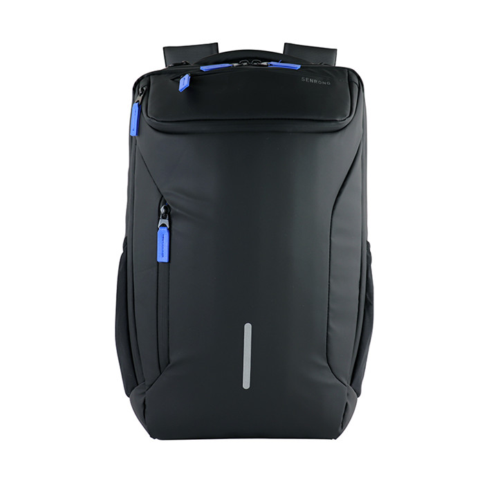 Custom OEM Black Technical Laptop Backpack with Reflective Detail SRB19-008 product view 1