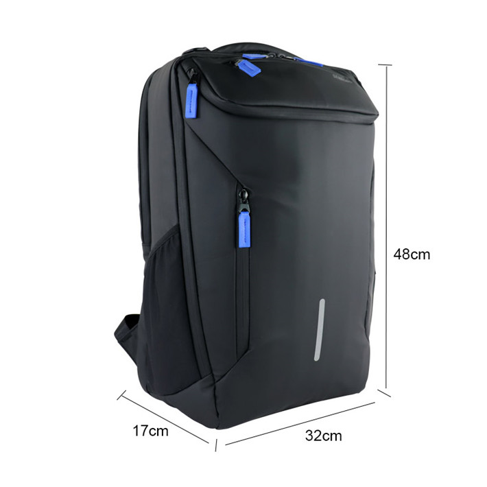 Custom OEM Black Technical Laptop Backpack with Reflective Detail SRB19-008 product view 2