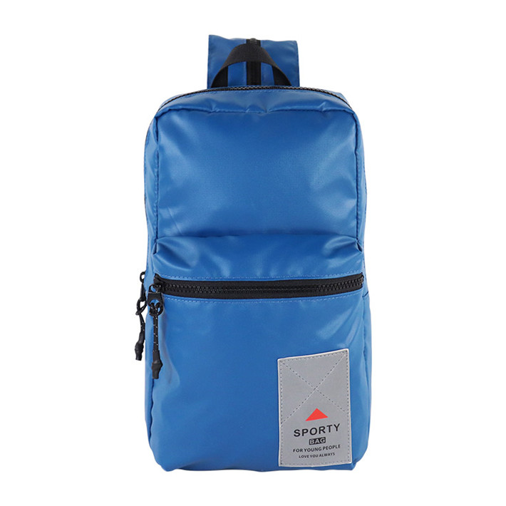 Custom OEM Blue Casual Backpack with Front Patch Label Panel SRB19-015