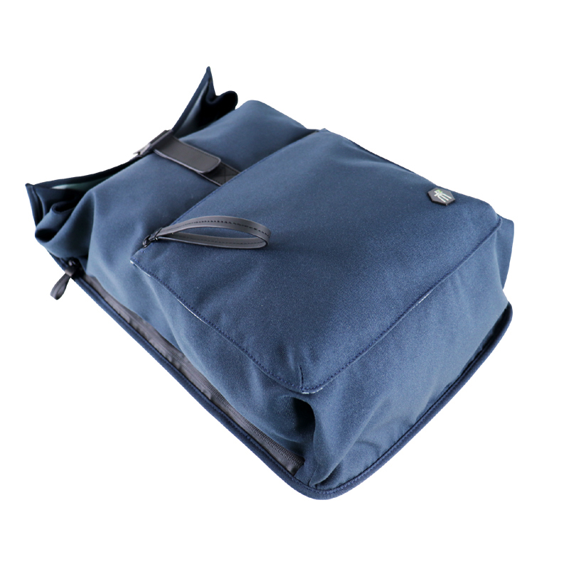 Custom OEM Navy Roll-Top Backpack with Front Zipper Pocket product view 5