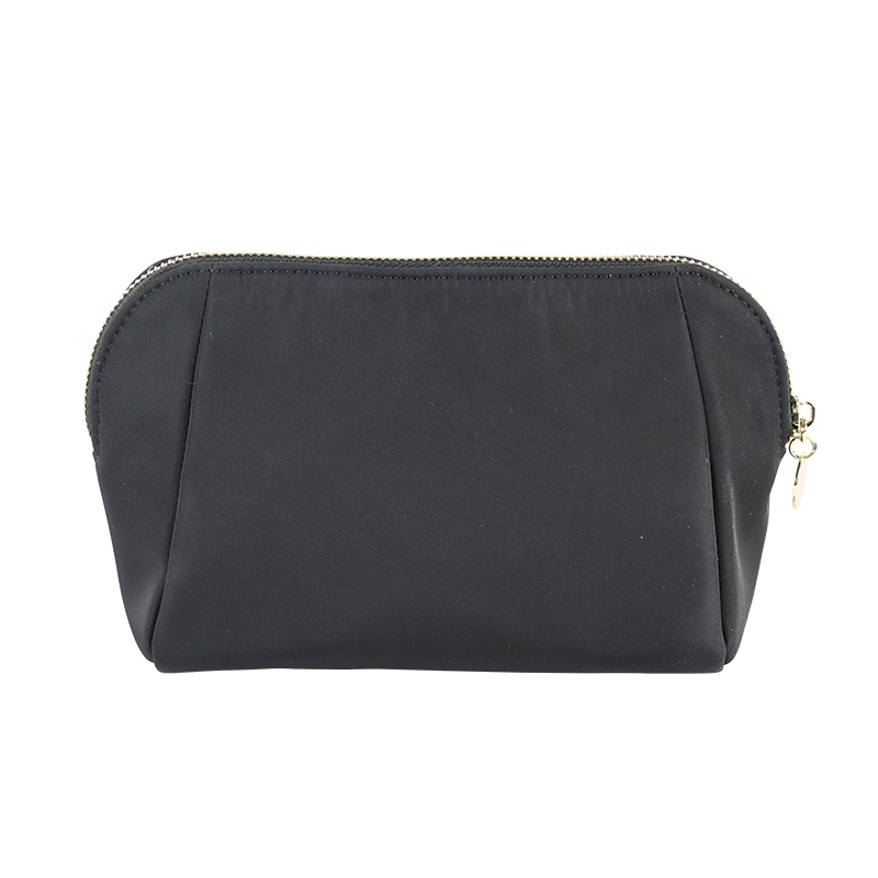 Custom Black Nylon Trapezoid Cosmetic Pouch with Gold Zipper product detail view 4